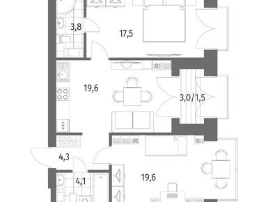 2-комнатная 70.70 кв.м, ЖК «Наука», 21 124 000 руб.