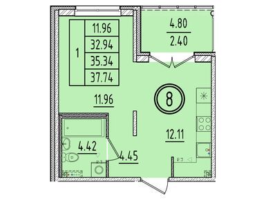 Планировки однокомнатные в ЖК «Образцовый квартал 6.4»