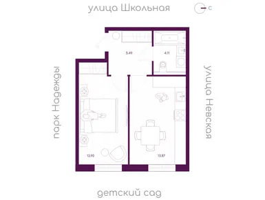 Планировки однокомнатные в ЖК «Дубровка.Парк»