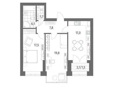 2-комнатная 71.50 кв.м, ЖК «Наука», 21 397 000 руб.